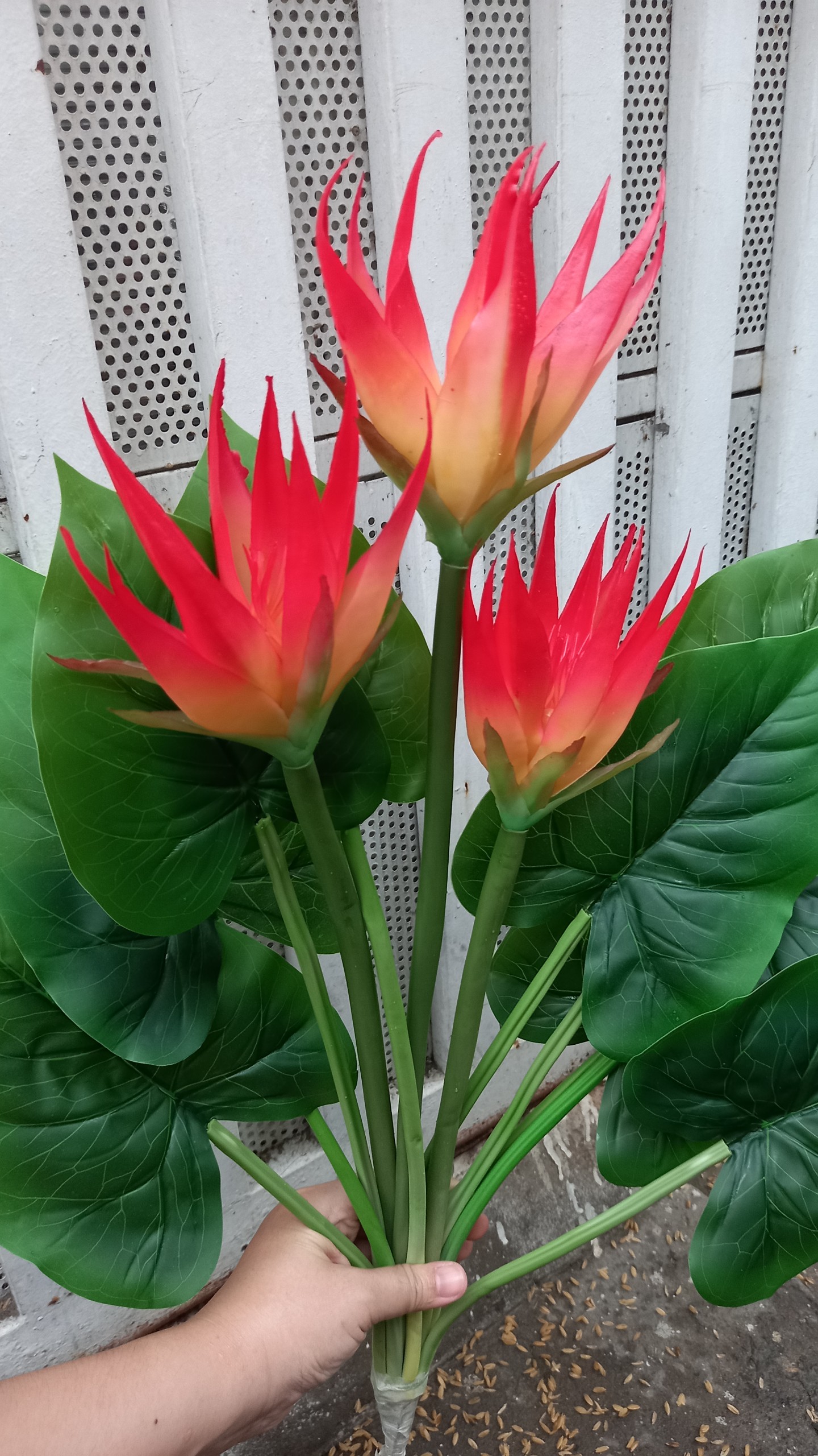 1 Bụi hỏa điểu giả 3 bông - Hoa giả - Hương Flower