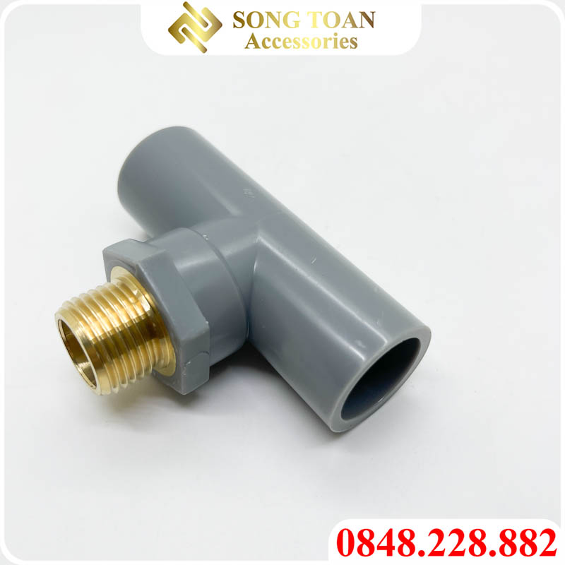 [TÊ NHỰA PVC] Ren ngoài BSP hệ G bằng đồng, kết nối cho ống nhựa PVC trơn dán - Chất liệu nhựa nguyên sinh