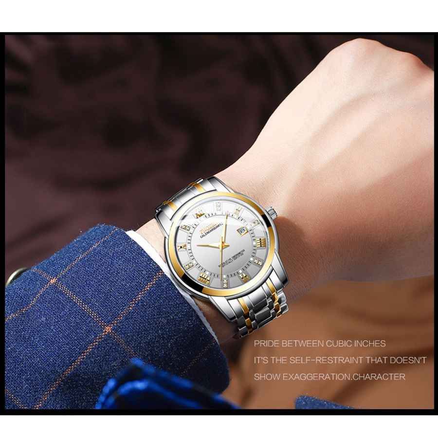 Đồng hồ Nam FNGEEN FN2821 - đồng hồ thời trang mặt đính đá lịch ngày
