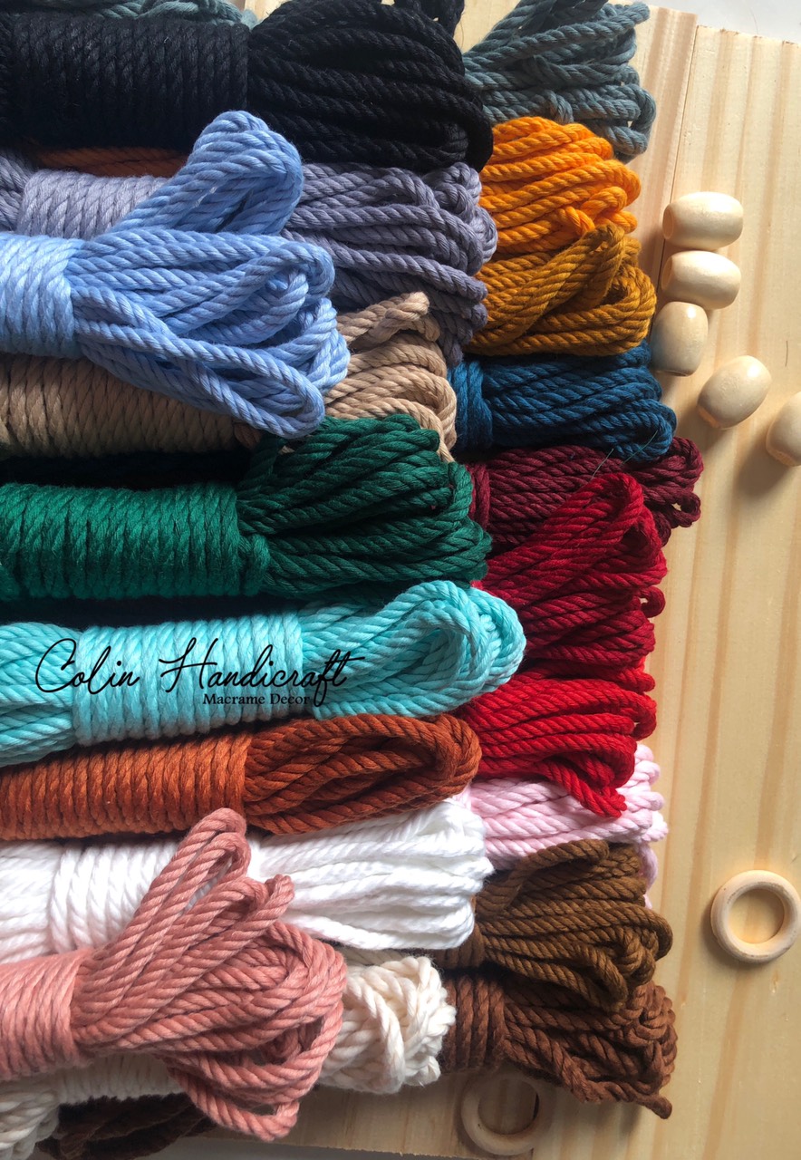 10m dây thừng màu 3mm 5mm trang trí handmade macrame làm vòng tay móc khóa