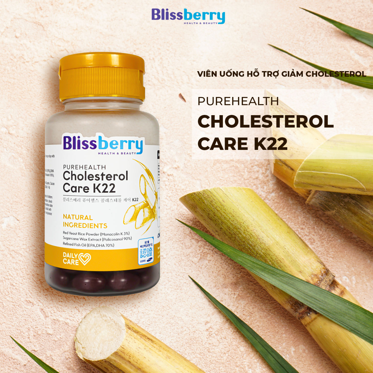 viên uống giảm cholesterol blissberry purehealth cholesterol care k22 2