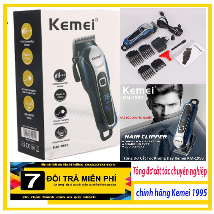 Tông đơ cắt tóc cao cấp- Máy hớt tóc - Tăng đơ cắt tóc chuyên nghiệp - Máy hớt tóc - Tông đơ cắt tóc trẻ em Kemei KM 1995 chất lượng tương đương Tông đơ wahl, Tông đơ barber, Tông đơ philps, Tông đơ codos, Tông đơ jichen