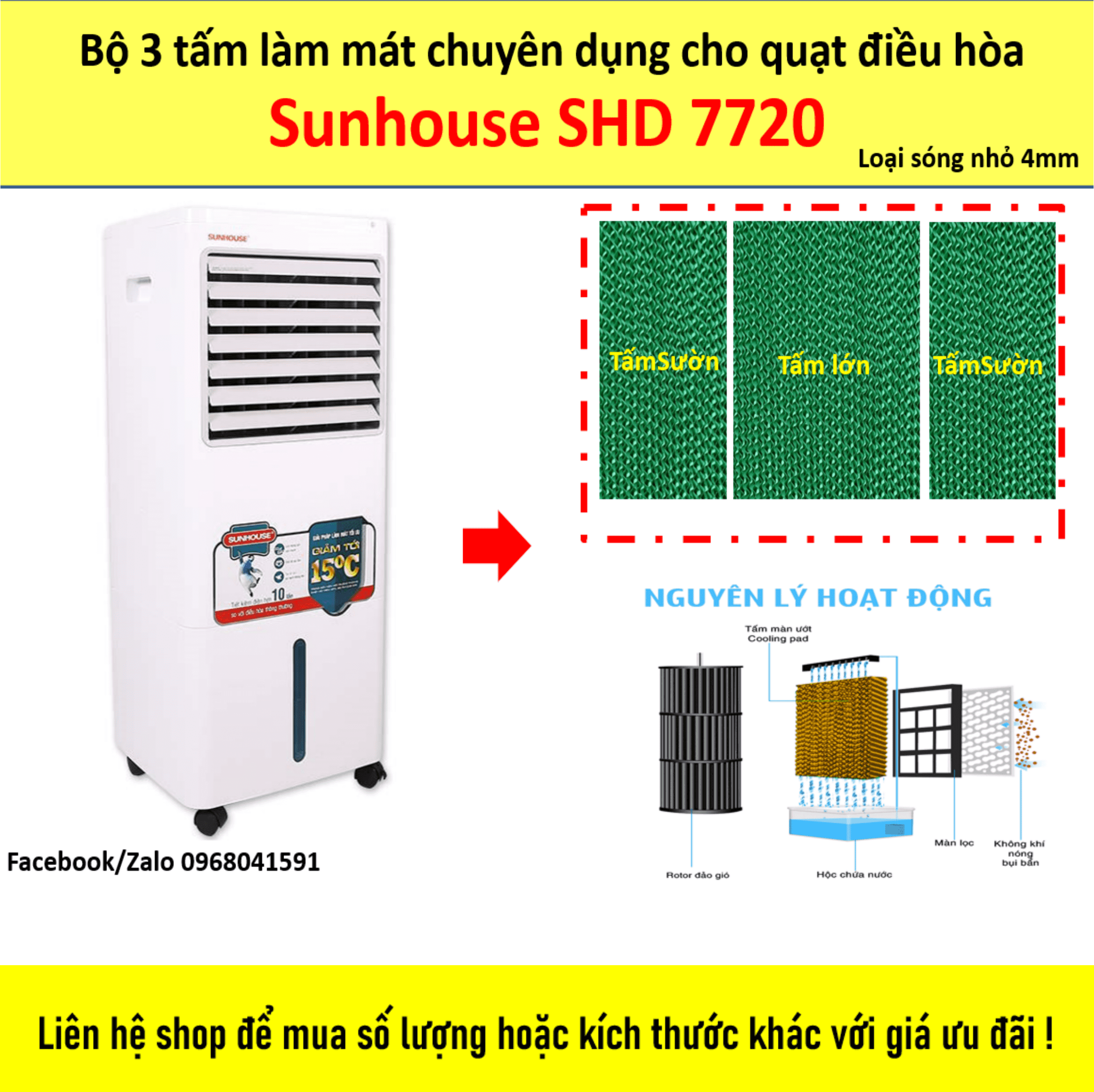 Bộ tấm làm mát quạt hơi nước Sunhouse SHD7720