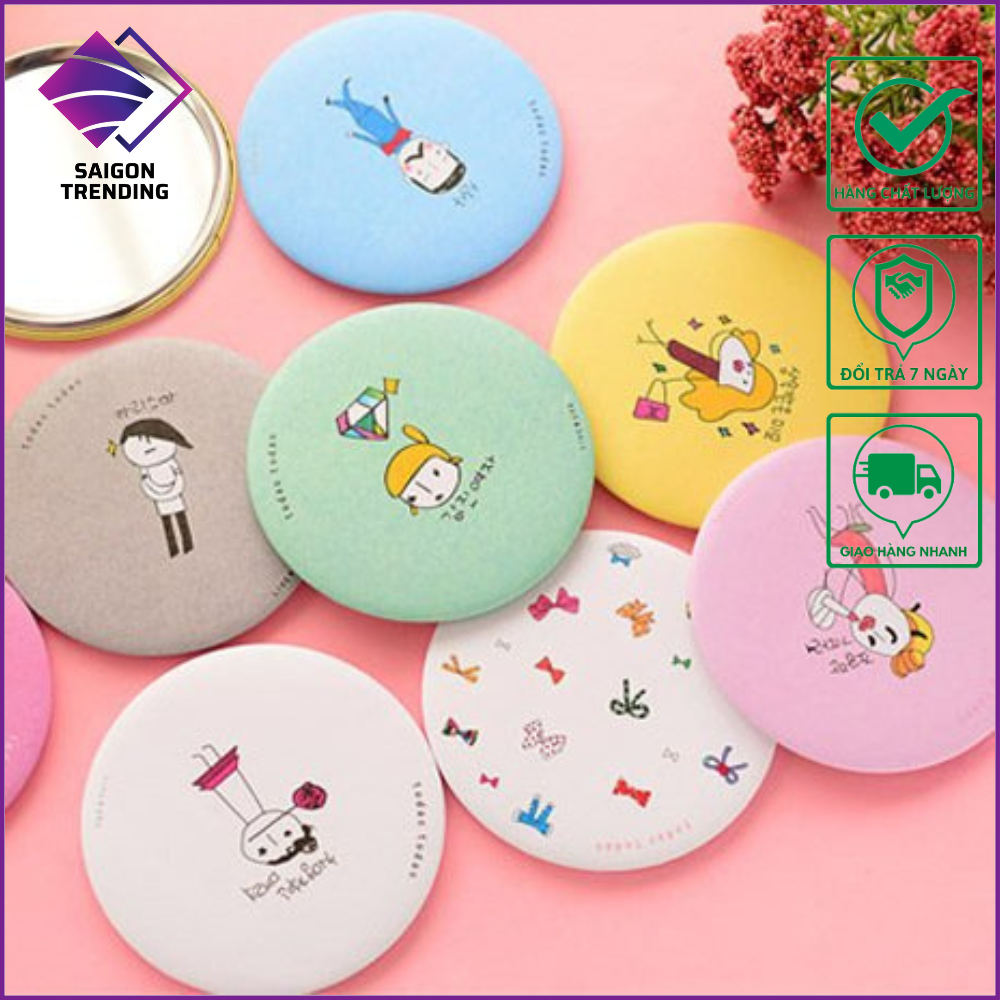 Bộ 5 gương trang điểm Mini Hàn Quốc nhiều màu sắc, Gương Mini tròn tiện dụng nhỏ gọn để cầm tay hoặc bỏ túi - SIGON TRENDING