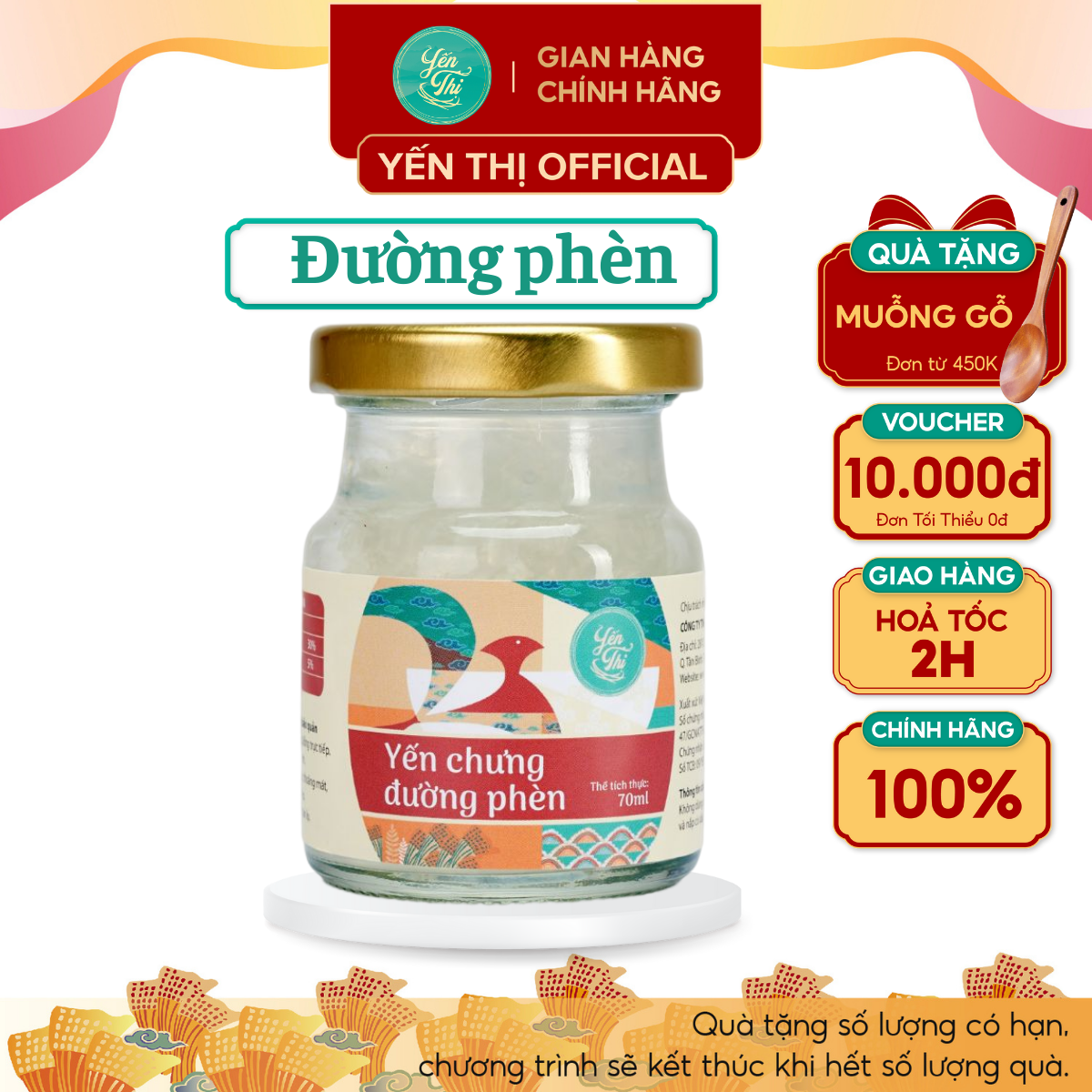 Yến thị - chưng đường phèn - yến sào khánh hòa chưng sẵn - 30% yến thô/ hũ 70ml