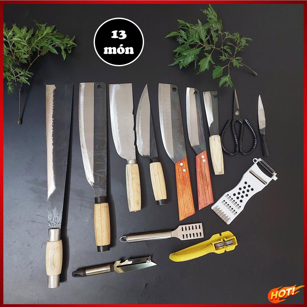 Bộ Dao 13 Món Cao Cấp Nhà Bếp Làm Từ Chất Liệu Thép Tốt Độ Bền Cao, Đảm Bảo Độ Sắc Bén