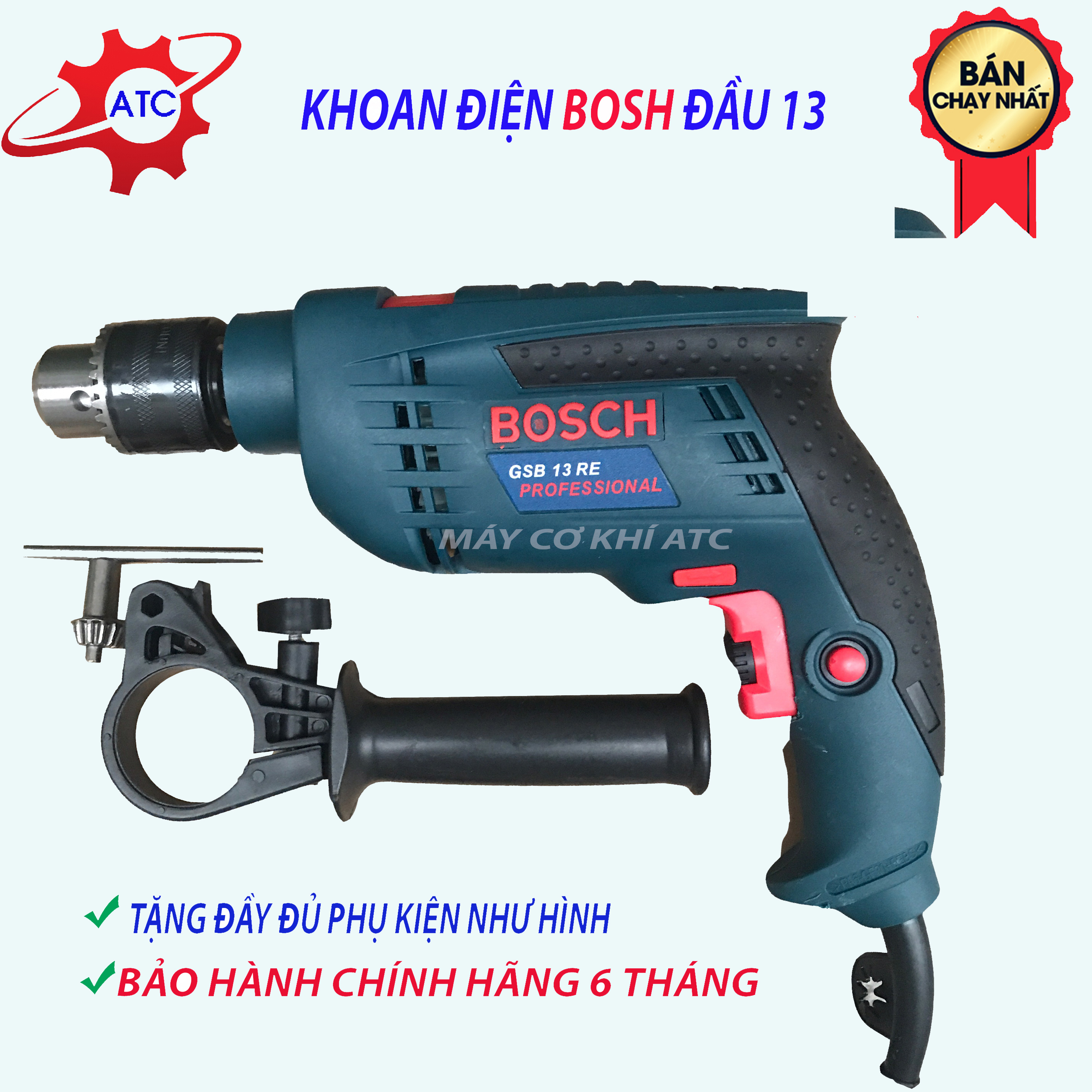 Máy khoan vít điện cầm tay Bosh - Đầu măng ranh 13mm - khoan đa năng