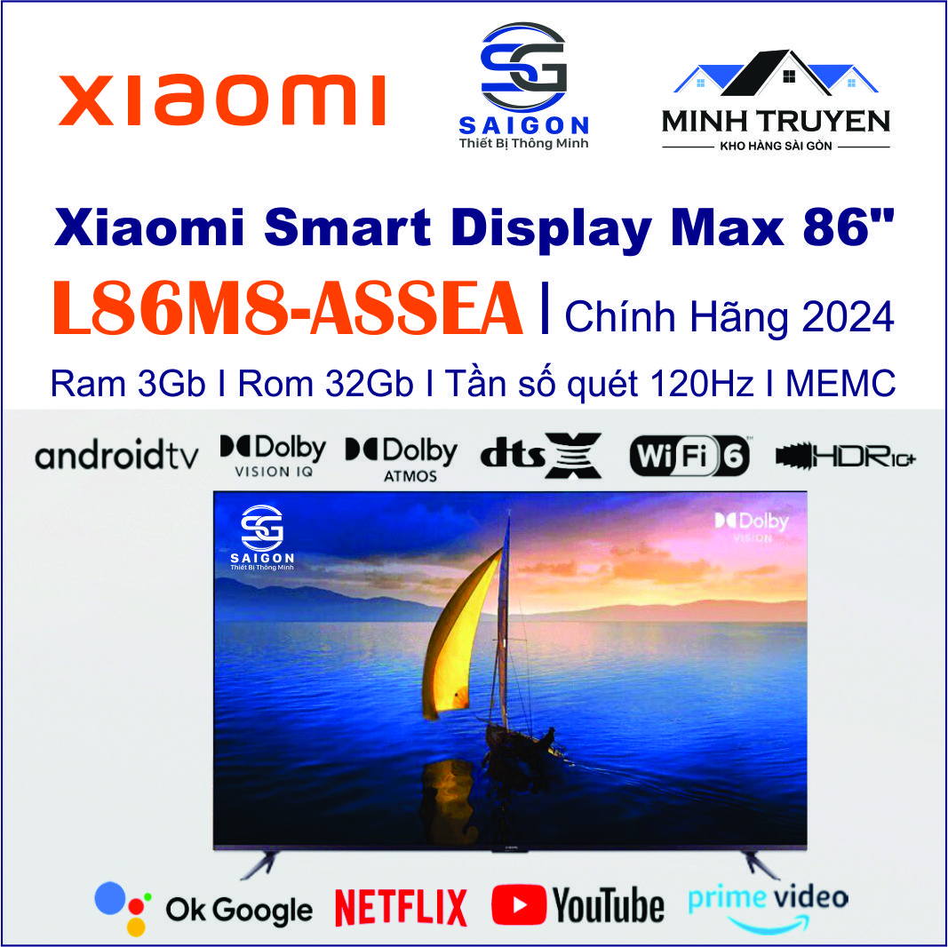 Smart tivi xiaomi 4k 86 inch l86m8-essea - ram 3gb i rom 32gb) i 120hz i memc