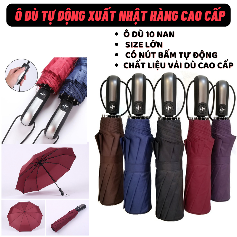 Ô dù tự động xuất nhật loại 10 nan 2 chiều giá tốt 2/2023 ô dù tự động 10 nan gấp mở siêu chắc mua ô dù 10 nan size lớn đóng mở tự động bằng nút bấm ô dù 10 nan size lớn đóng mở tự động