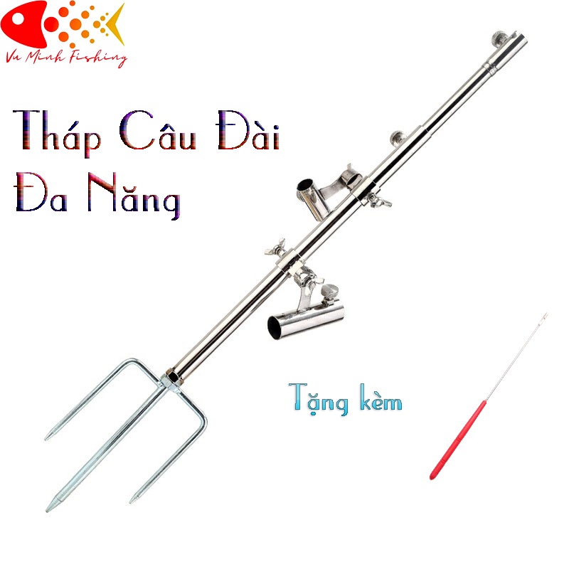 [freeship+quà10k] Tháp câu đài đa năng TCD cao cấp. Tặng kèm gỡ lưỡi câu. Tháp câu đài inox chống gỉ, có thể thu gọn, đa chức năng. tháp chống cần câu inox - tháp câu đài inox - phụ kiện câu cá đa năng