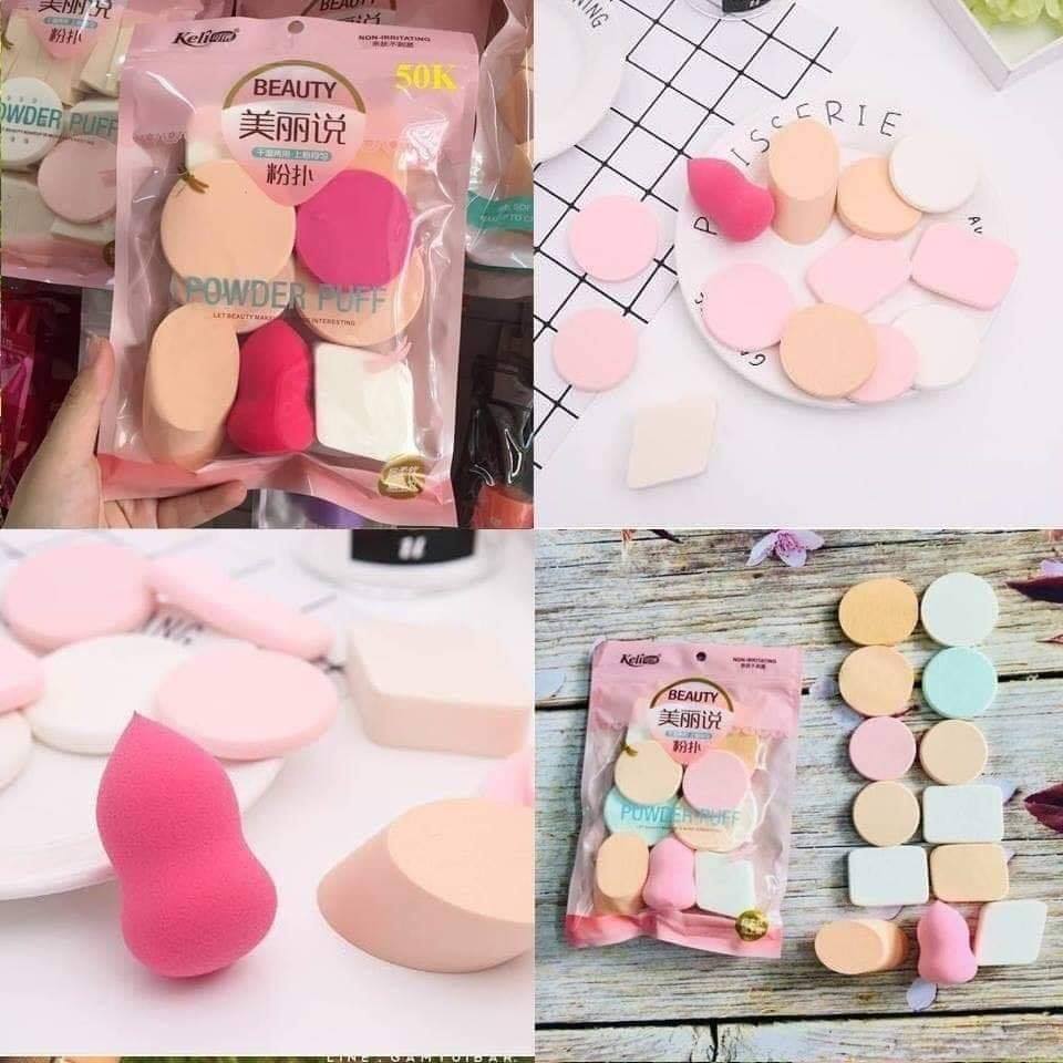 Set 13 bông mút trang điểm cho bạn gái,Set 13 bông mút trang điểm,dặm phấn chính hãng KELI