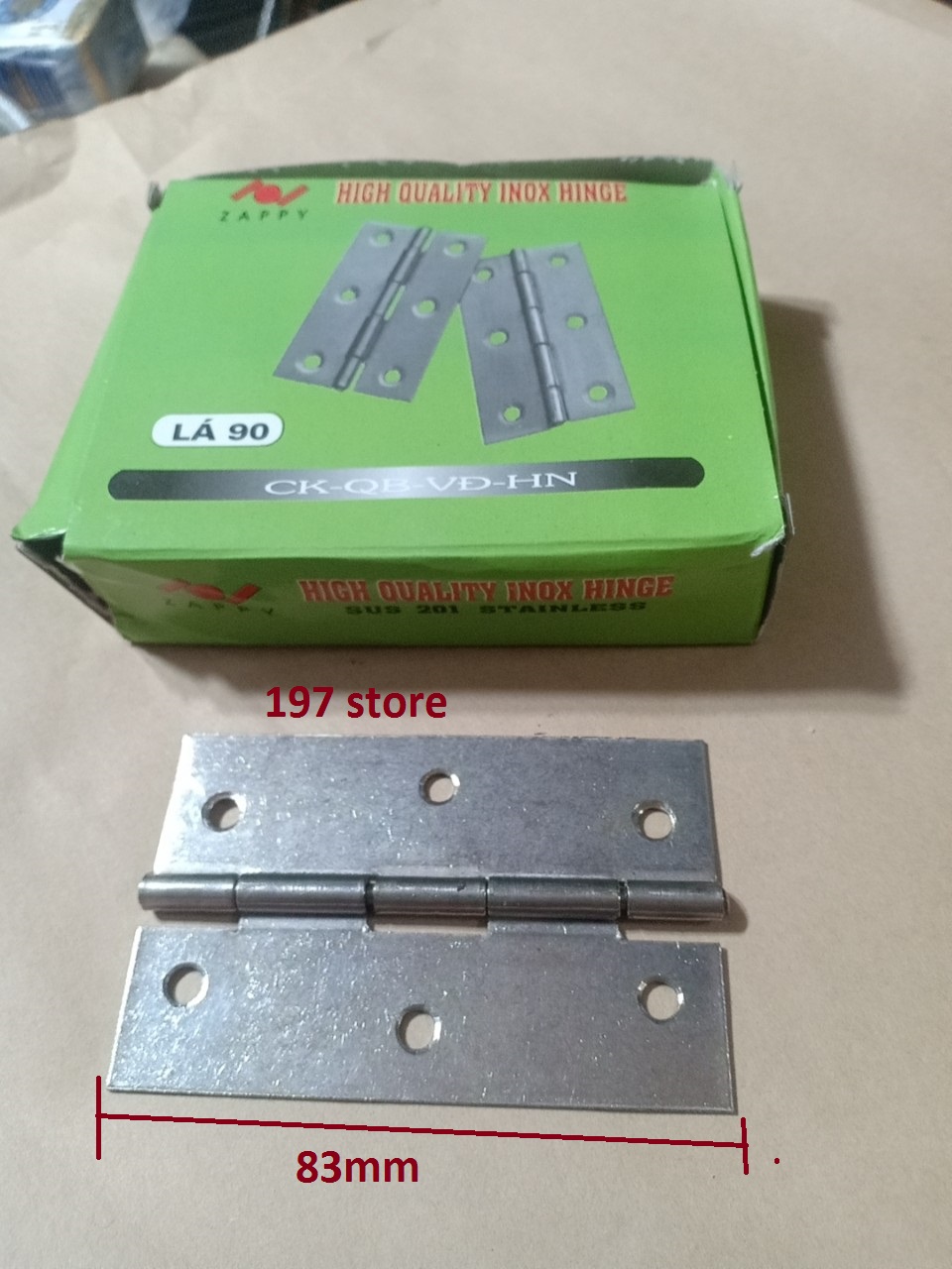 1 Hộp 20 chiếc Bản Lề Lá inox số 90 bản lề lắp cánh cửa tủ