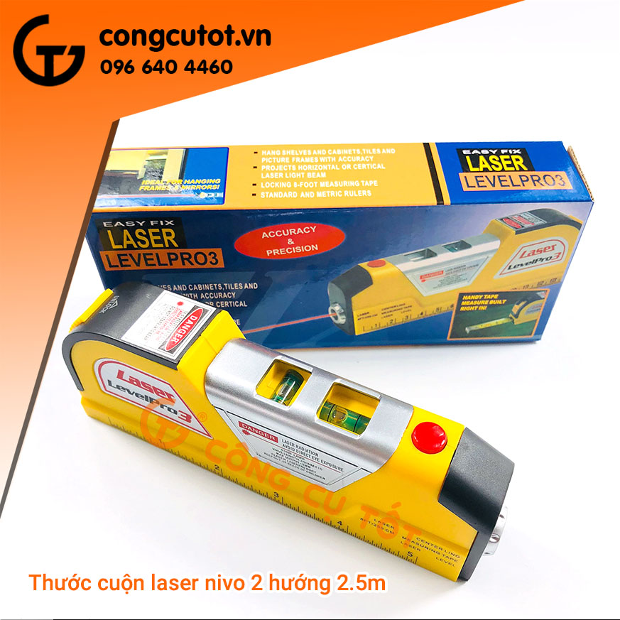 Thước thủy laser - Thước đo khoảng cách bằng laze- Thước Ni vô Laser 2 hướng