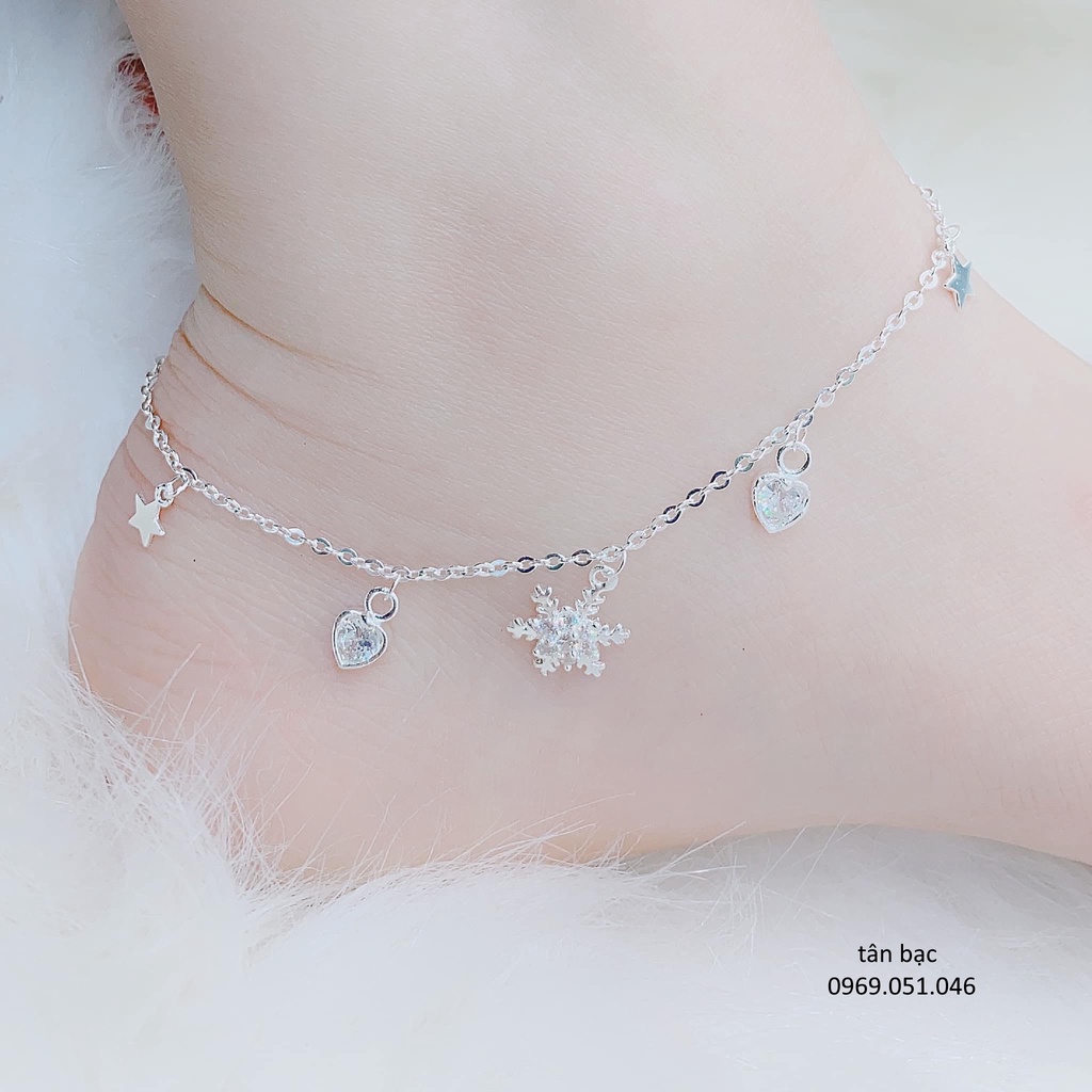 Lắc chân nữ bạc 925 , lắc chân tuyết đang yêu , bạc chuẩn . sáng đính đá cao cấp