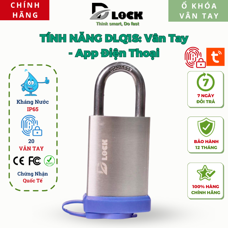 Ổ khóa vân tay điện tử thông minh dlock dlq1s với 2 chức năng chống cắt kháng nước cao cho cửa cổng cao cấp, ổ khóa vân tay chính hãng
