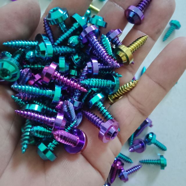 ốc titanium GR5 4ly, 5ly răng xoắn gắn dàn áo mọi loại xe phụ tùng, phụ kiện, đồ chơi trang trí xe (giá 1 con chuẩn GR5) - Moto DCR