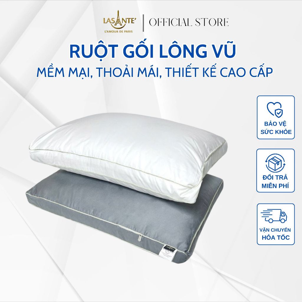 Gối lông vũ tự nhiên chuẩn chính hãng Lasante Pháp