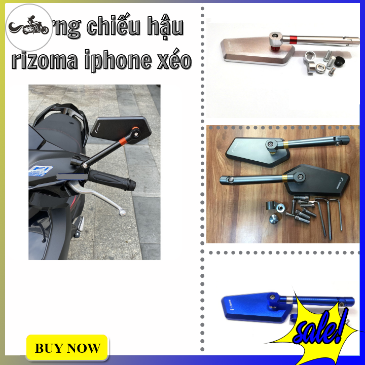 Kính chiếu hậu Rizoma Xéo từ nhôm nguyên khối chắc chắn mặt kính xanh chống chói