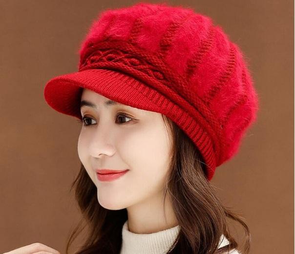 [HCM]Mũ len lông xù gân dọc A072