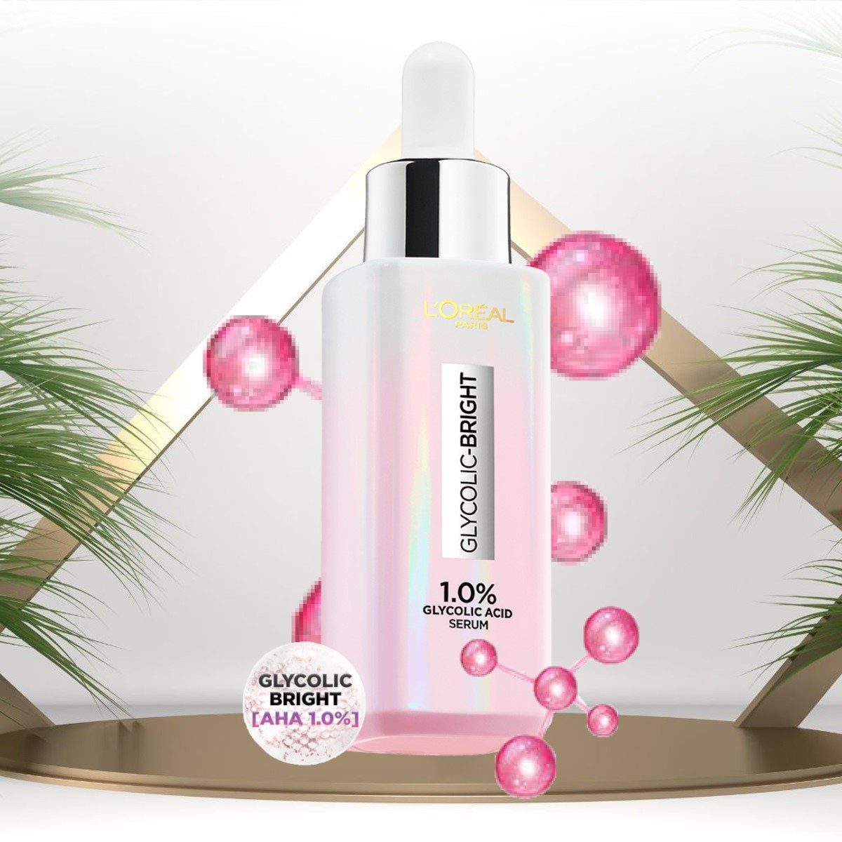 Serum l'oreal paris glycolic-bright 30ml với 1.0% glycolic acid giúp dưỡng sáng mờ thâm nám sau 2 tuần