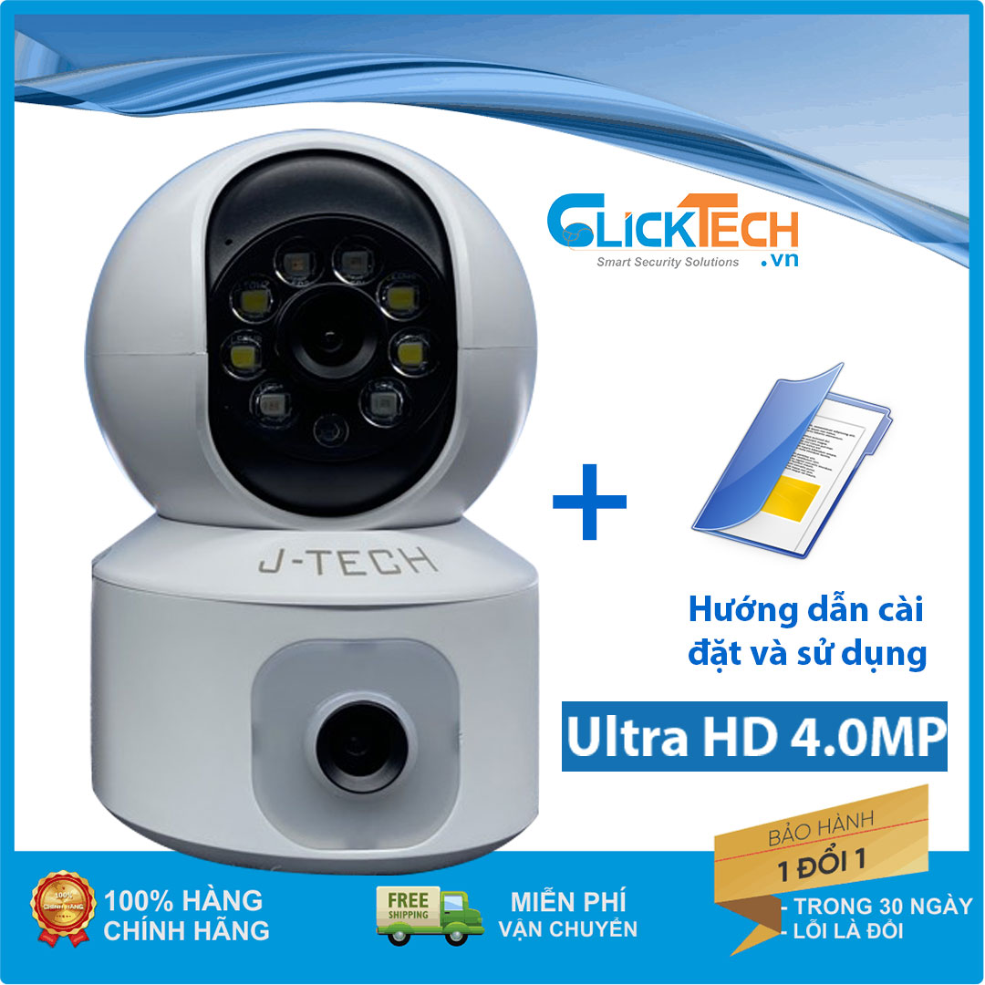 Camera 2 mắt không dây giá rẻ j-tech suv6655d ultra hd 4.0mp, camera có màu ban đêm, điều khiển xoay 360 độ