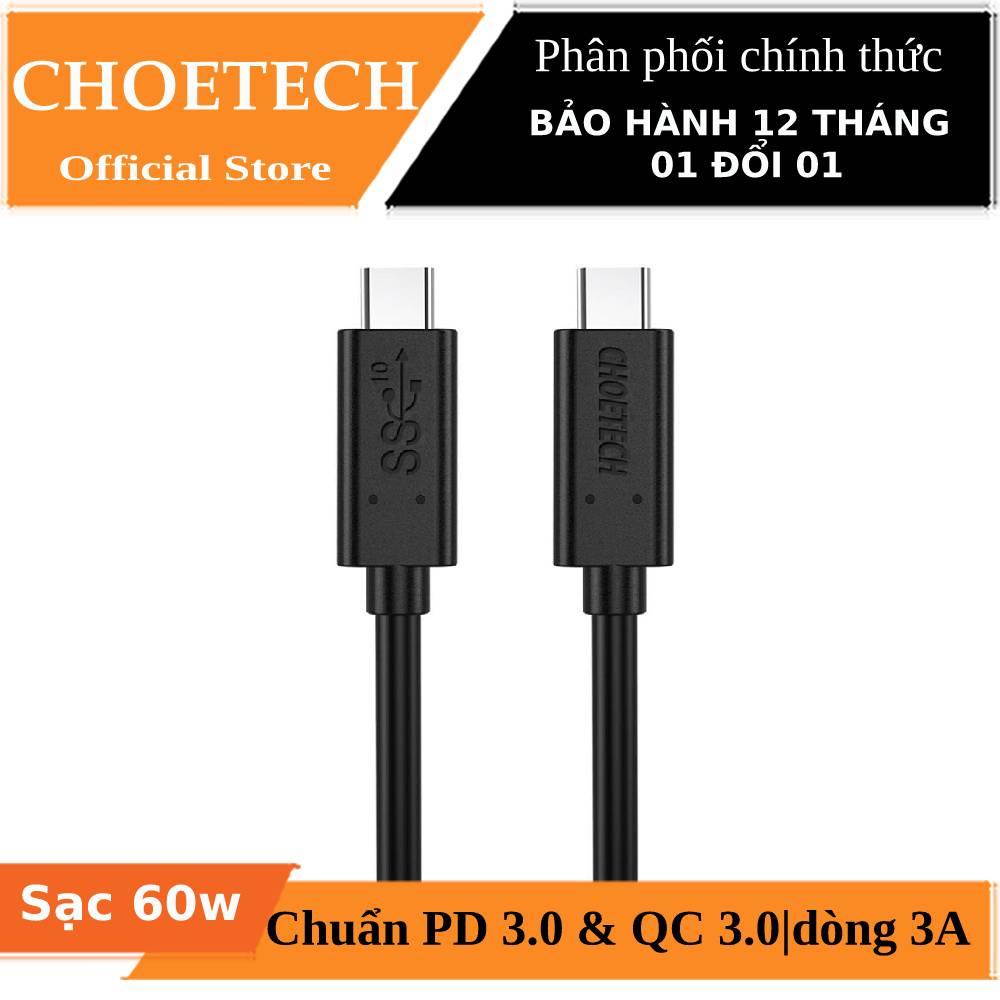Dây cáp sạc nhanh 60w pd type-c truyền data tốc độ cao choetech a3002 gen 2 iphone ipad samsung huawei xiaomi note 10 ipad pro 2018 2020 oppo lg g7 mate 20 s9 s10 note 20 note 20 ultra note 10 note 10 plus s20 plus s20 ultra