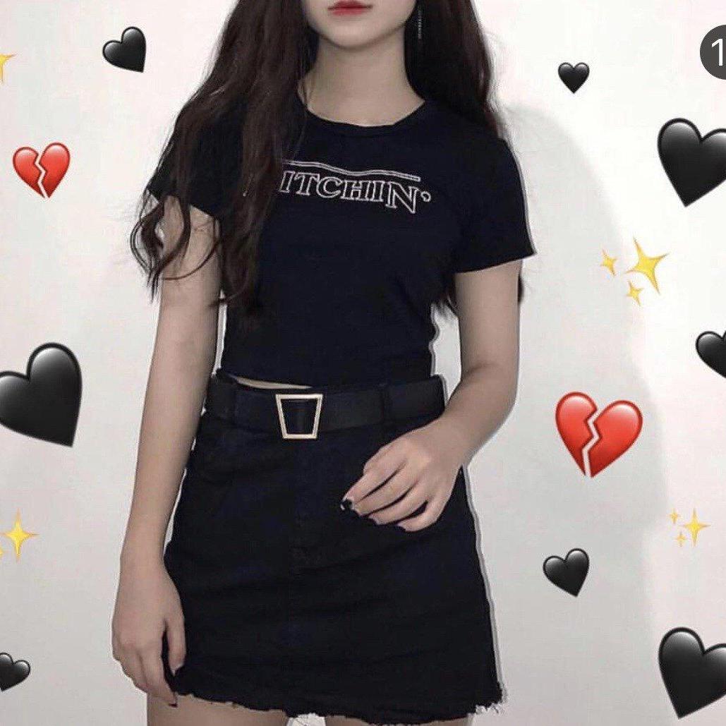 Áo thun croptop phối chữ bitchin ôm body cá tính gợi cảm olwen eva ao 40146