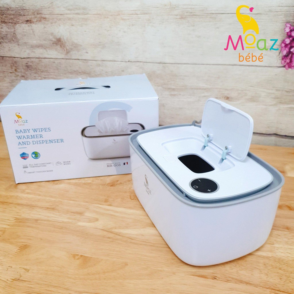 [HCM][ TẶNG MẸ VÀ BÉ ] Máy Làm Ấm Khăn Ướt Khăn Vải Khô Moaz Bebe Thời Gian Làm Nóng Nhanh (4 - 5 Phút) Khay Chứa Dung Tích Lớn Có Thể Chứa Túi Khăn Ướt Lên Đến: 195x120x73mm Công Nghệ Hiện Đại Và Tinh Tế An Toàn Cho Sức Khoẻ.