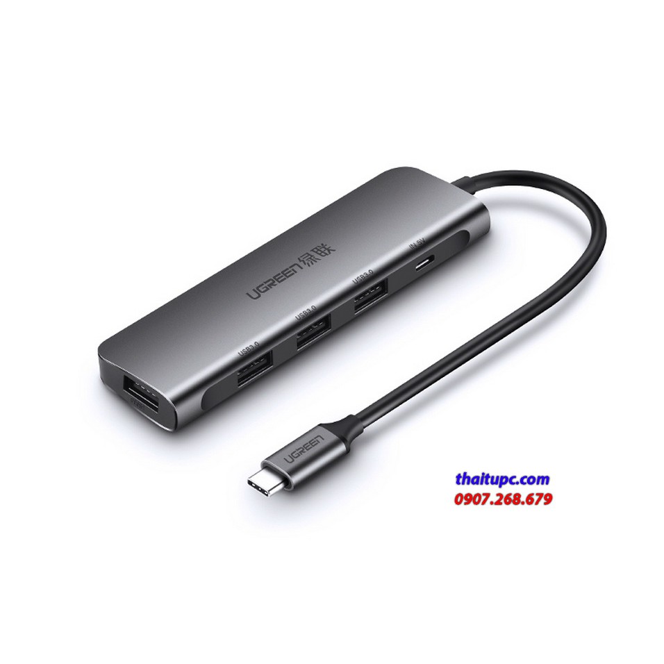 Bộ chia usb type-c ra 4 cổng usb 3.0 hỗ trợ usb-c cấp nguồn ugreen 50980