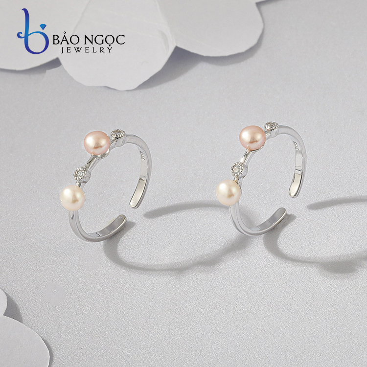 Nhẫn bạc ngọc trai, nhẫn nữ đính ngọc trai thời trang phong cách hàn quốc- n2752 - bảo ngọc jewelry
