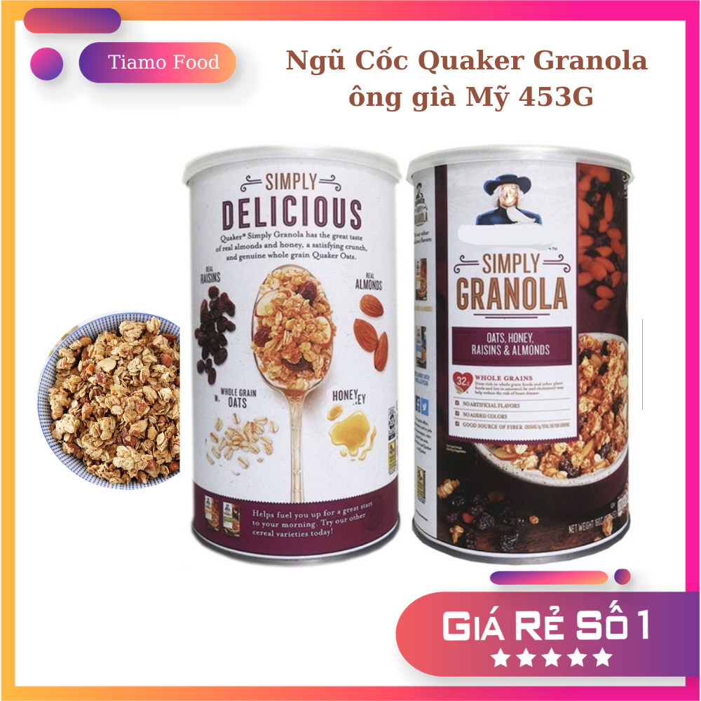 Ngũ cốc granola ông già quaker simply granola 453gr - ngũ cốc ăn kiêng mỹ