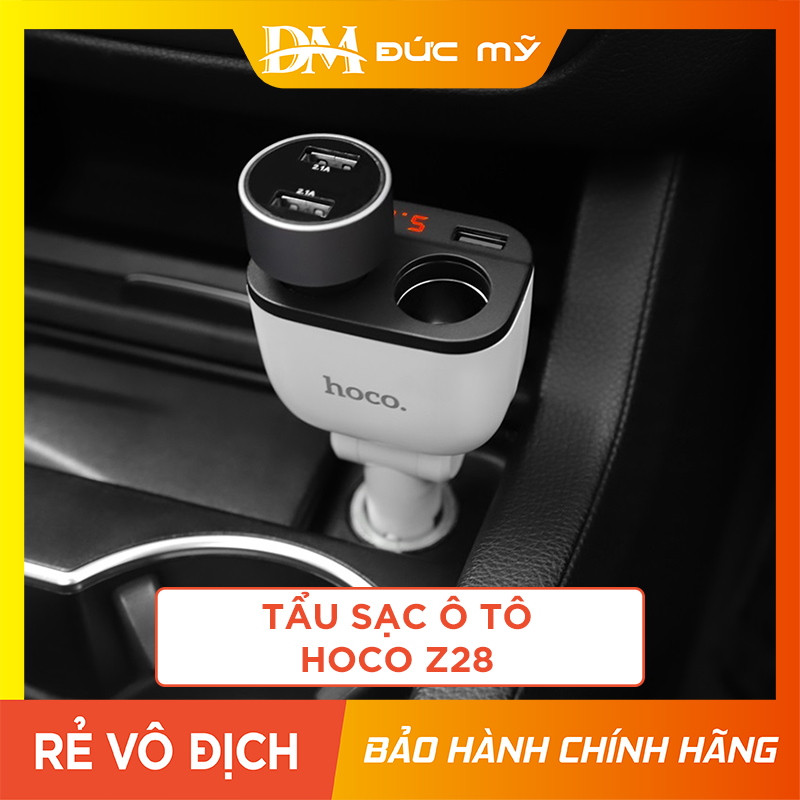 Cốc sạc ô tô Hoco Z28 Đầu ra 2 Cổng USB - Màn Hình Đèn Led Thông Minh, phân phối bởi Đức Mỹ Store