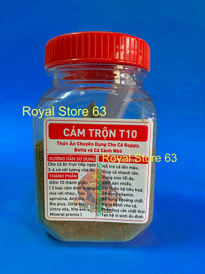 Cám trộn T10 10 thành phần, cám dinh dưỡng cho betta, guppy, cá cảnh