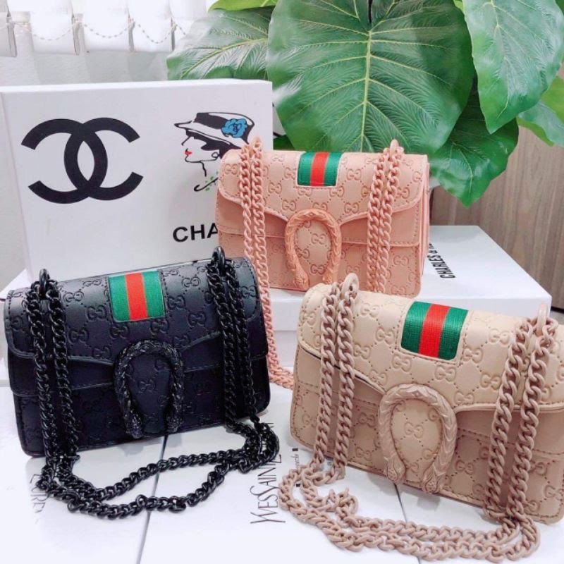 Túi xách nữ cg, đầu rồng thời trang 2022 dây xích - có ảnh + video thật