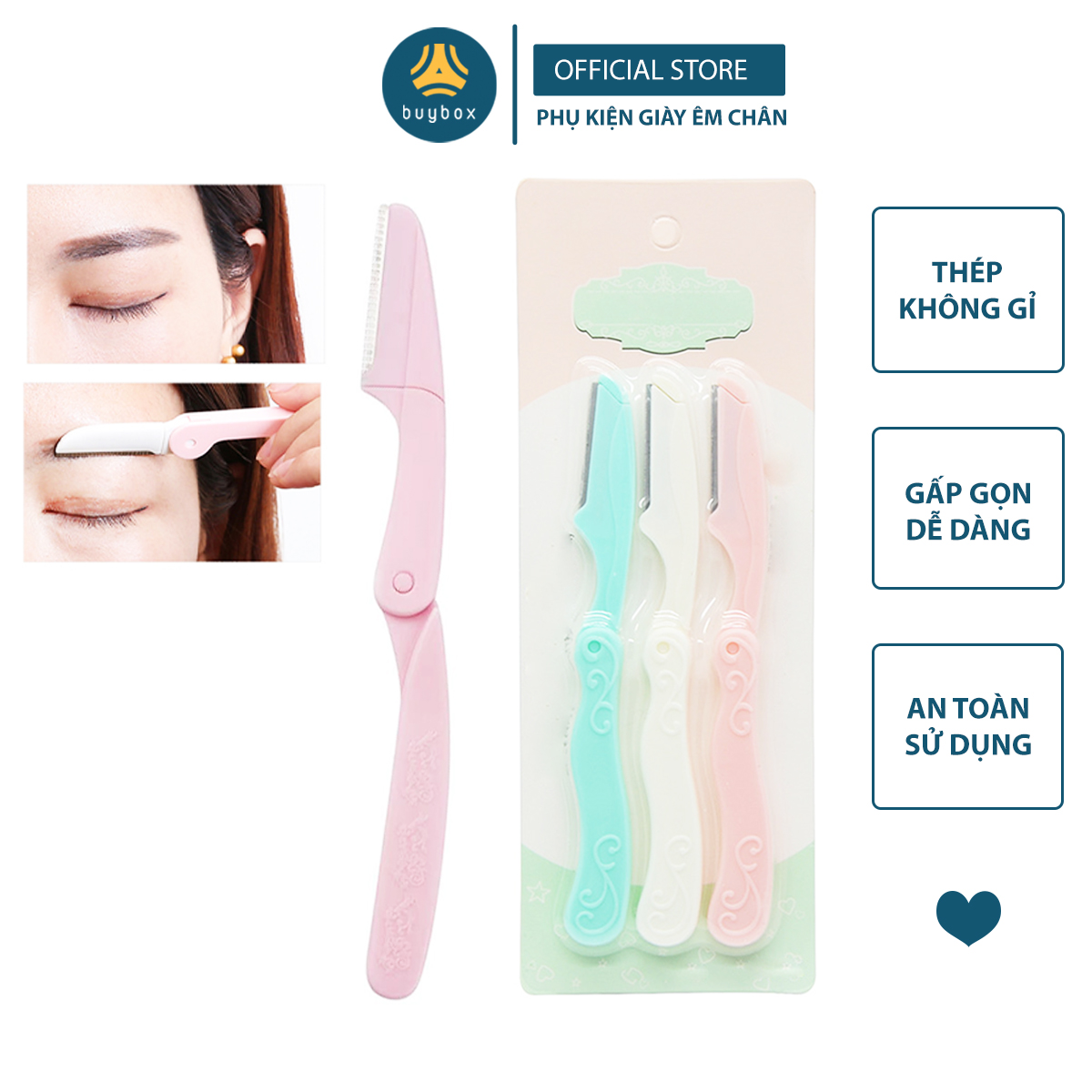 Bộ tỉa lông mày chất liệu nhựa cứng chắc chắn, dễ sử dụng