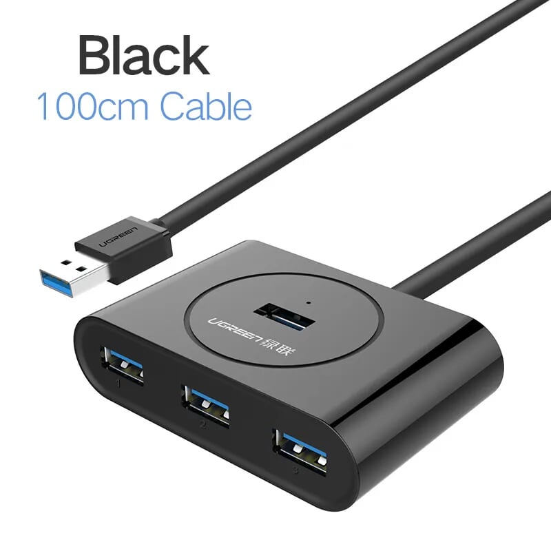 Ugreen 20291 100cm màu đen bộ chia hub usb 3.0 sang 4 usb 3.0 hỗ trợ nguồn 5v cr113