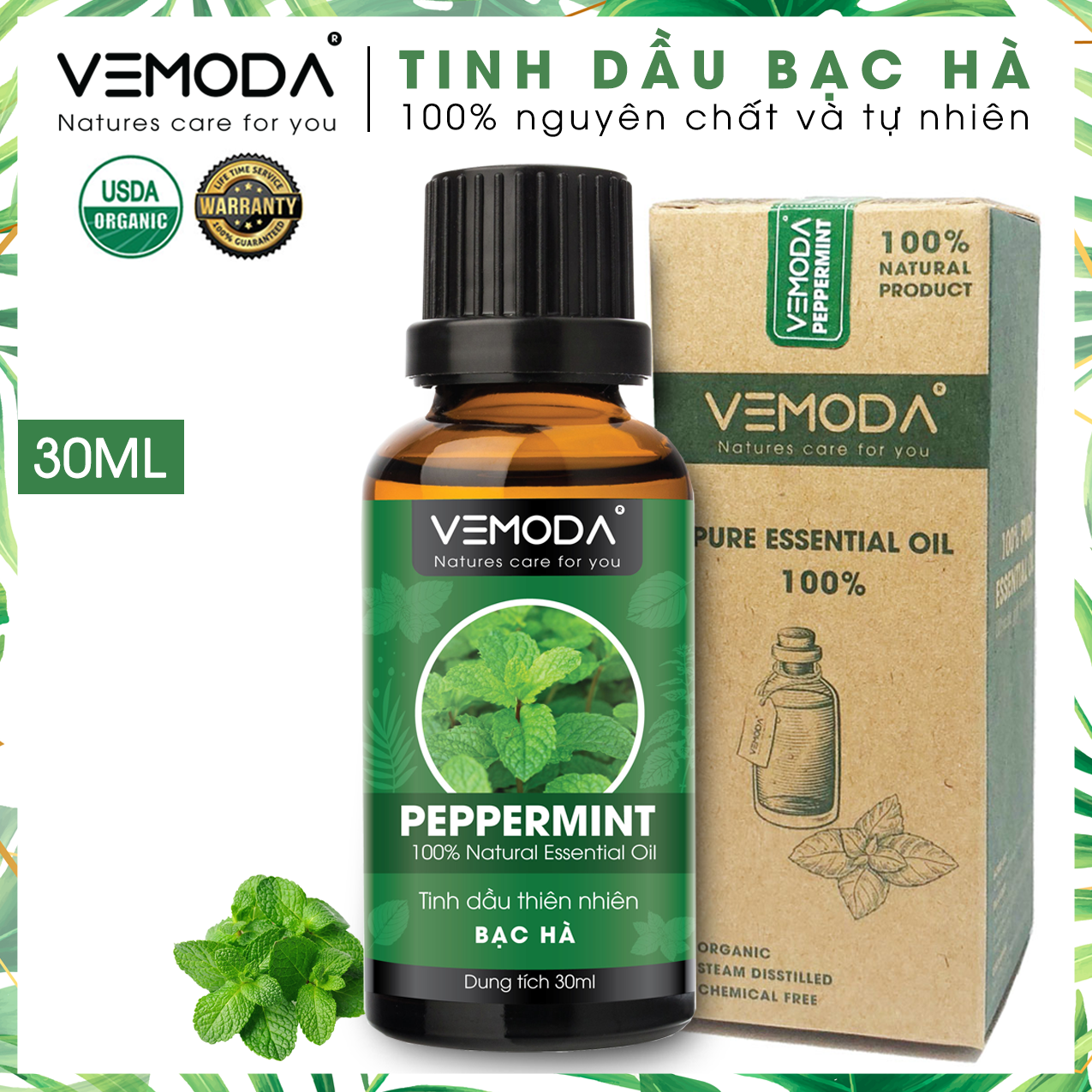 Tinh dầu Bạc hà cao cấp 30ml | Peppermint Essential Oil. Tinh dầu xông phòng. Tinh dầu thơm phòng mùi hương Bạc Hà giúp khử mùi, kháng khuẩn, thư giãn, thanh lọc không khí. Đuổi chuột, đuổi muỗi hiệu quả