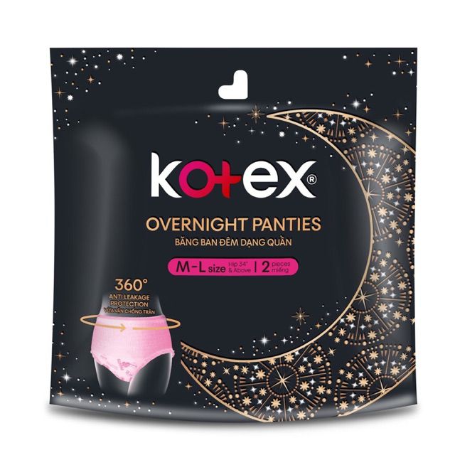 Combo 4 Gói BVS Kotex đêm dạng quần vừa vặn chống tràn 360 (2 miếng/gói)