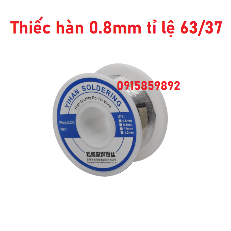 Thiếc hàn 0.8mm tỉ lệ 63/37 cuộn 50g / 100g mối hàn đẹp bóng, dễ nóng chảy