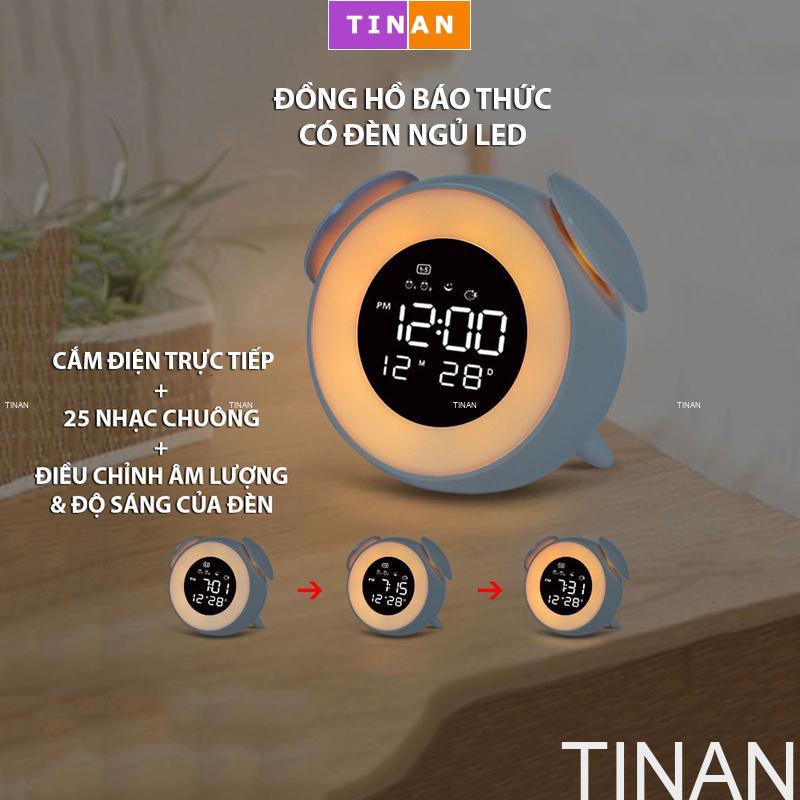Đồng hồ báo thức có đèn ngủ led tròn xm908, điều khiển chạm cảm ứng