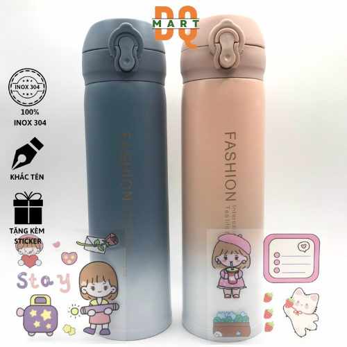 Bình giữ nhiệt 500ml inox 304 thép không rỉ an toàn 500ml dqmart