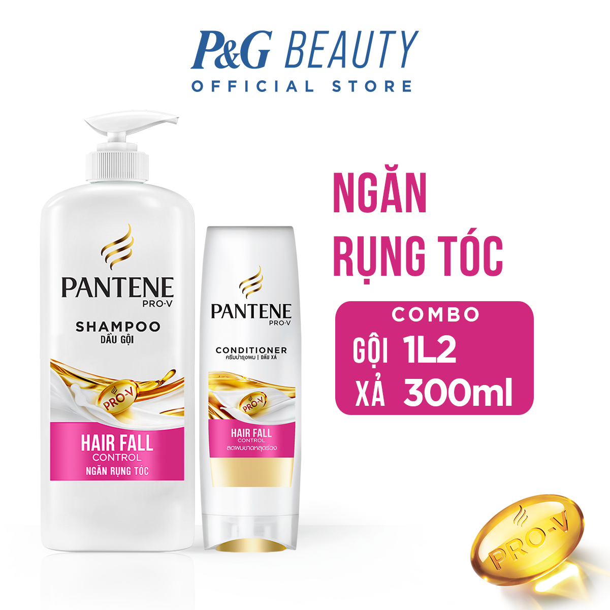 Combo Dầu Gội PANTENE Ngăn Rụng Tóc chai 1.2L & Dầu Xả Ngăn Rụng Tóc tuýp 300ML
