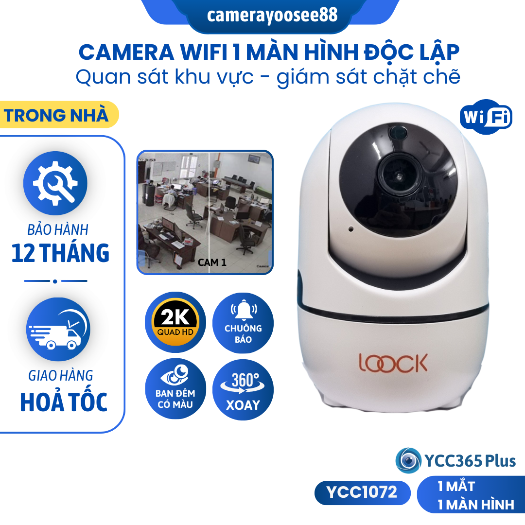 (BẢO HÀNH 12 THÁNG) Camera Wifi IP APP YCC365 Thiết kế nhỏ gọn dễ thương xoay 360 độ -  Đàm thoại 2 chiều - Quan sát hình ảnh sắt nét FULL HD
