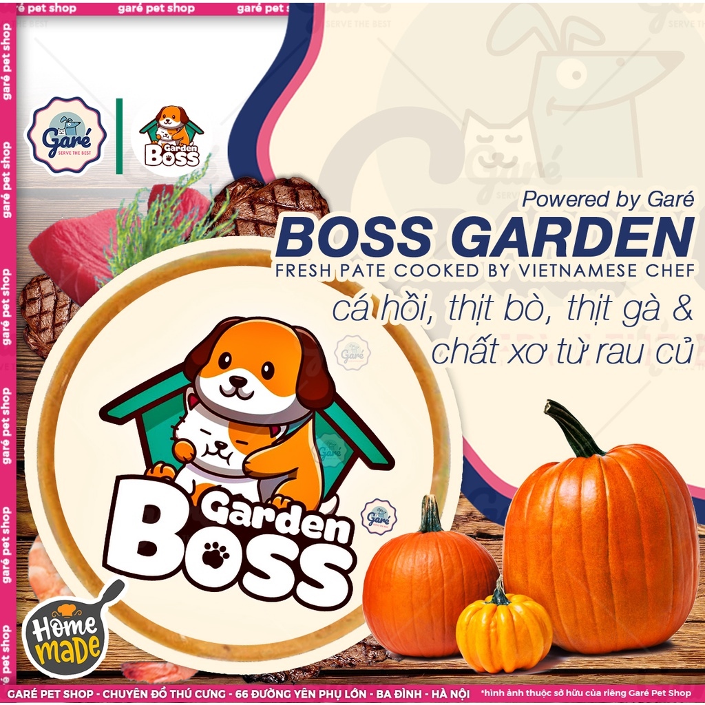 Pate tươi BOSS GARDEN Vườn Boss - Cá Hồi Ức Gà Bò cho Chó Mèo 450gr đảm bảo giữ lạnh 24/7 - pate nhà làm Garé Pet Shop