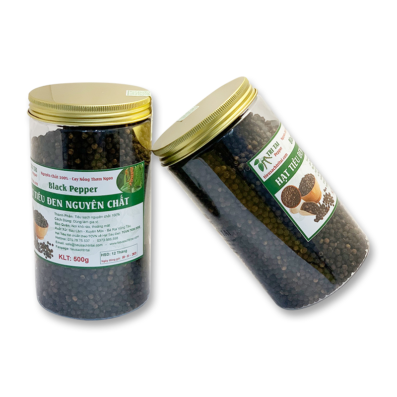 Hạt tiêu đen sạch nguyên chất - hủ 500g - tiêu sạch trí tài