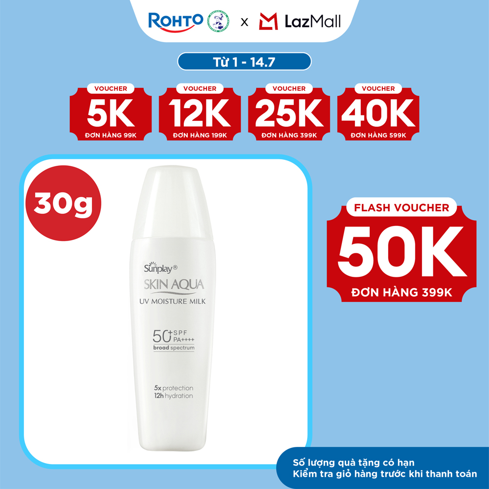 Kem chống nắng Skin Aqua dưỡng ẩm, dạng sữa dùng hàng ngày Sunplay Skin UV Moisture SPF 50, PA++++ 30g