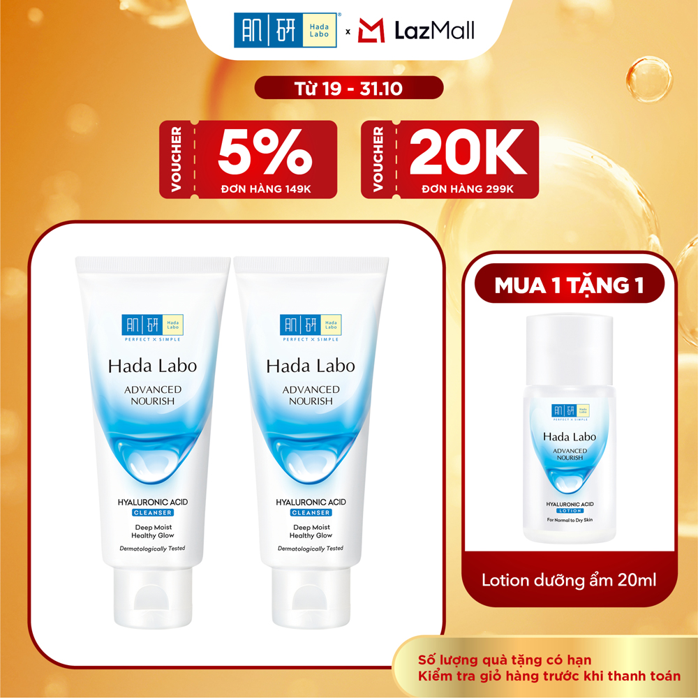 [VB] Bộ 2 Sữa rửa mặt dưỡng ẩm tối ưu Hada Labo Advanced Nourish Cleanser 80g