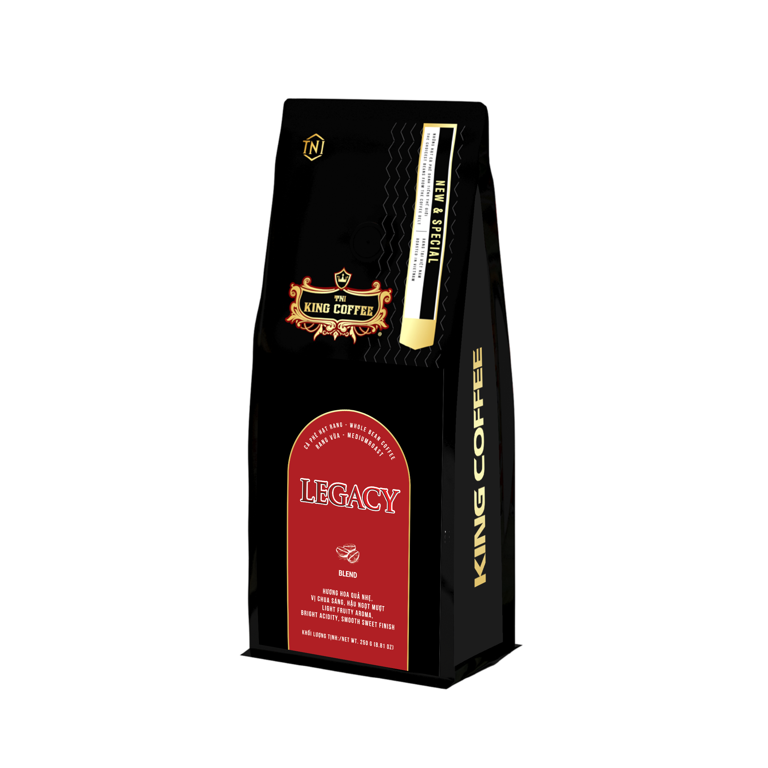 Cà phê hạt rang King coffee  Legacy Blend whole bean coffee - Túi 250g