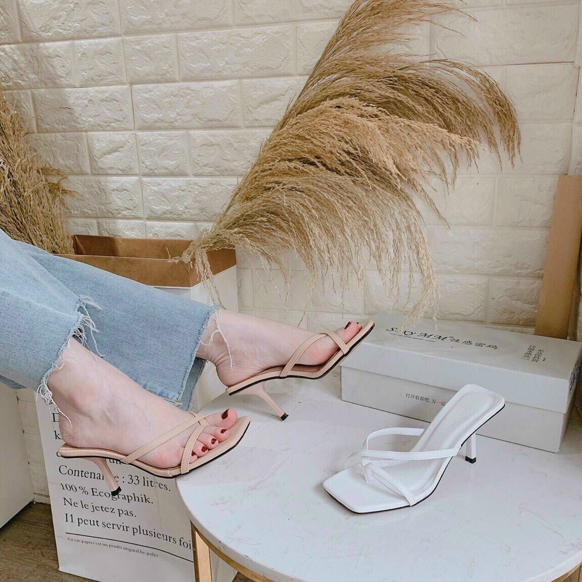 Guốc xỏ ngón đan chéo 7p siêu xinh 2021 - m211