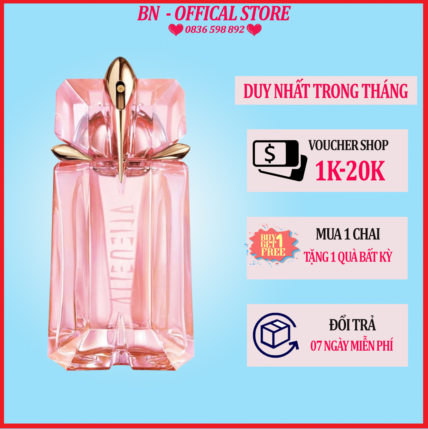 Nước hoa nữ cao cấp alien flora futura mugler hồng lưu hương 7-9h